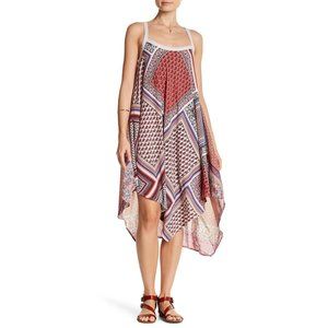 Arata Silent Journey Womens L Coral Sleeveless New York City Block Dress NWT